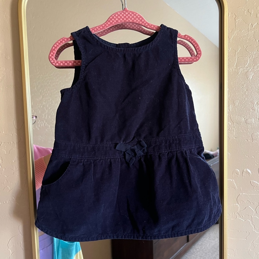 Baby Gap 100% Cotton Navy Blue Corduroy Dress with Pockets Size 6-12 Months